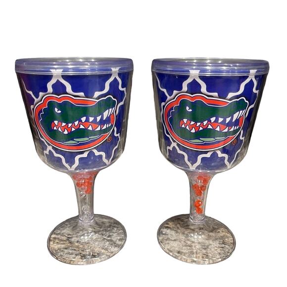 University Of Florida Gators Game Day Plastic Insulated Wine Glasses - Picture 1 of 4